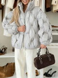 Women Casual Short Padded Puffer Coat Stand Collar Zipper Closure Elastic Cuff Quilted Loose Jacket 2026 Winter Street Outerwear