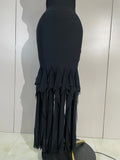 Women Evening Party Prom Gown Birthday Club Dress Sexy Backless Halter Neck Sleeveless Ruffles Pacthwork Bodycon Bandage Dress