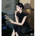 Retro Chinese Style Velvet Sleeved Qipao 2024 Spring/Summer New Slim Fashionable Women's Cheongsam Dress