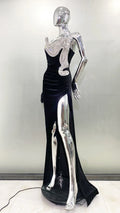 Women Celebrity Sexy Strapless Backless Diamonds Beading Maxi Long Gowns Dress Elegant Evening Party Club Dress Vestido