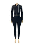 Sporty 2 Piece Set Woman Tracksuit Fall Trend Warm Hooded Zip Jacket+Leggings Matching Street Casual Stretch Outfits