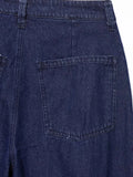 American Retro Two Piece Set for Women Strapless Sleeveless Tank Tops High Waist Wide Leg Pants Denim Suit Female