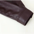 Fashion Women's Drawstring Short Leather Jacket Stand Collar Long Sleeve Ruffle Zipper Female Coat 2026 Autumn Lady Chic Jackets