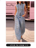 Women Denim Coat Long Loose Fleece Lined Turndown Collar Pocket Vintage Outerwear Autumn Winter
