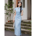 Improved Cheongsam Dress Qipao 2026 New Young Girl Orange Summer Daily Wearable Long Dress Chinese Summer Women Clothing