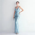 Women Strap Party Maxi Dress Sexy V Neck Evening Dress Celebrity Purple Sequin Dress Long Prom Formal Occasion  Dress