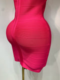 Women Sexy Backless Pink Bodycon Mini Bandage Dresses Elegant Evening Party Luxury Birthday Nightclub Cocktail Prom Gown