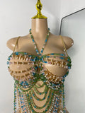 Crystal Rhinestone Tassel Body Chain Harness Bra for Women Multi-layer Shiny Gemstone Body Jewelry Sexy Halter Neck Bikini Chest