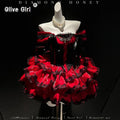 Olivegirl Sweet Lace Dress Lolita Red Cute Girl Spring High-end Women Summer Birthday Party Elegant Princess Lolita Dresses