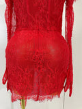 Women Sexy Strapless Backless Red Lace Split Mni Bodycon Dress With Gloves Celebrity Elegant Evening Club Birthday Party Outfit