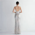 Women Strap Party Maxi Dress Sexy V Neck Evening Dress Celebrity Purple Sequin Dress Long Prom Formal Occasion  Dress