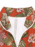 Women Floral Jacquard Contrasting Trim Blazer Lapel Collar Waist-cinching Single-breasted Jacket Autumn Lady Chic Coats 2026 New