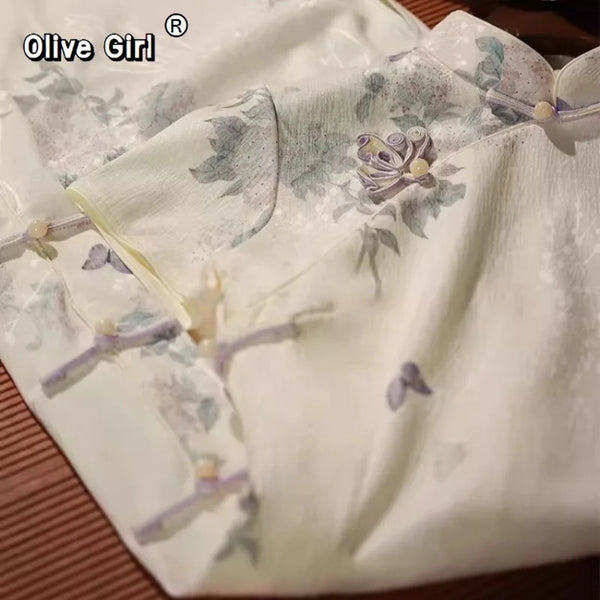 Olivegirl Chinese Dress Qipao 2026 Cheongsam Women's Clothing Summer Butterfly Button Young Girl Beautiful Daily Outwear