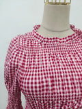 Solid Spliced Folds Slimming Blouses for Women O Neck Long Sleeve Temperament Minimalist Shirts Female New