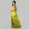 Elegant Milk Silk Ruched Twist Dresses Women Spaghetti Strap High Split Long Sleeveless Cocktail Party Wedding Guest Dress