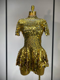 Sparkly Sequins Luxury Birthday Party Gown Short Dress Dancer Stage Performance Wear Women Sexy Nightclub Dress Festival Outfit