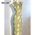 Olive Girl Green Romantic Qipao Fairycore 2026 Everyday Wear S-XXL XS-3XL Plus Size Romantic Garden Party Editorial Not Costume Qipao Cheongsam Chinese Dress Chinese Heritage Fashion Women