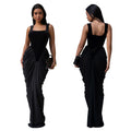 Women Velvet Stacked Ruched Sleeveless Bodycon Long Maxi Dresses 2026 Fall Party Trendy Birthday Evening Dress Vestidos