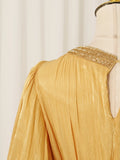 Elegant Chiffon Layered Ruffles Design Dress for Women Short Sleeves Waist Belt Spliced Diamonds Accent for Afternoon Tea