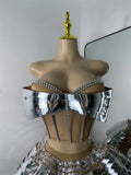 Women Sexy Shiny Diamonds Top Skirt Two Piece Sets Nightclub Party Stage Outfit Performance Danve Singer Costume Show Wear