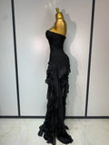 Women Sexy Strapless Ruffles Black Bandage Dresses 2026 New Nightclub Eveing Party Dress Celebrate Birthday Cocktail Clothing