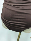 Solid Patchwork Folds Bodysuit for Women V Neck Off The Shoulder Slimming High Waist Sexy Backless Playsuit Female