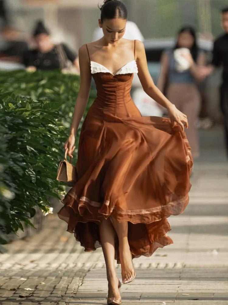 Sexy Patchwork Pleated Women's Long Dress Slim Backless Sleeveless Split Empire Female Dresses 2026 Summer Beach Party Lady Robe