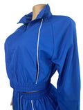 Casual Sporty 2 Piece Set Women Patchwork Tracksuit Full Sleeve Zip Crop Jacket+Shirring Pants Basic Trend Streetwear