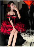 Olivegirl Sweet Lace Dress Lolita Red Cute Girl Spring High-end Women Summer Birthday Party Elegant Princess Lolita Dresses