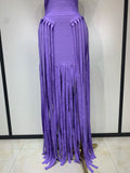 Women Sexy Sleeveless Halter Tassel Bodycon Bandage Dress Purple Black Elegant Evening Party Nightclub Birthday Prom Dress