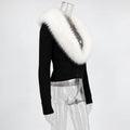 Elegant Faux Fur Coats Women's Warm Puffy Slim Long-Sleeve Collared Cardigan Winter Fashion High-Street Women Outwear
