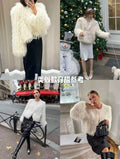 Original High-quality 2026 New Women's Round-neck Button-down Feather Decoration Metal Thread Long-sleeved Coat