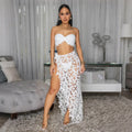Women Sexy Lace Bikinis Sets Summer Vacation Beach Holiday Swimwears Bra+underwear + Skirts 3-piece Sets Night Club Outfits