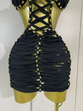 Sexy Black Halter Neck Perspective Hollow Mini Dresses 2026 Women Summer Backless Nightclub Party Evening Club Performance Dress