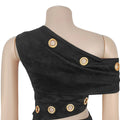 Metal Ring Hollow 2-Piece Set Women Irregular Skew Collar Crop Top+Peach Hip Skirt Matching Sexy Clubwear  Outfits