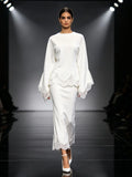 White Temperament Dress Two-Piece Set 2026 Autumn New Women'S Cape Top Long Skirt Lace Set Suit