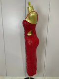 Elegance Pearl Beading Sequins Sleeveless Sexy Strap Bodycon Long Dress Women Celebrate Evening Party Birthday Outfit Vestido