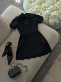 Sexy Lace Spliced Stand Collar Dress Women Summer Solid Slim High Waist Short Sleeves Leisure Dress Female Party Dress