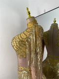 Women Sexy Long Sleeve Spandex Beading Tassels Skiny Bodysuit Performance Dance Costume Nightclub Party Outfit