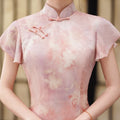 Pink Chesongam Young Girl Ao Dai Qipao New Chinese Style Dress Women Elegant Mesh Hem Vestidos Casual Outwear Hanfu Dresses