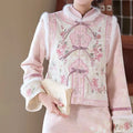 Suede Velvet Chesongam Pink Princess Chinese Style Dress Women Long Qipao Sleeveless Vest Top Spring Festival Hanfu Costume