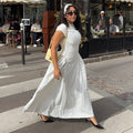 Elegant Polka Dot Long Dress Women's High Waist A-line Maxi Dresses Evening Party Summer Holiday Resort Blue Black Green White