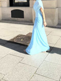 Patchwork Shawl Bodycon Party Maxi Dresses for Women O Neck Short Sleeve High Waist Evening Temperament Folds Dress Female