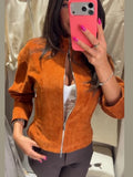 Women Retro Cropped Zip Jacket Ladies Stand Collar Long Sleeve Fitted Waist Pocket Design Short Coat Casual Daily Outerwear New