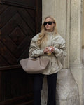 Women Oatmeal Soft Suede Stand Collar Snap Button Pocket Jackets Long Sleeve Coats Autumn Daily Office Party Chic Outerwear 2026
