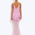New Summer Sequins Patchwork Mesh Slim Long Dress Women Casual Vacation Dress Sexy Suspender V Neck Backless Evening Dress