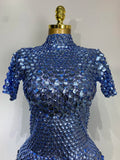 Sparkly Sequins Luxury Birthday Party Gown Short Dress Dancer Stage Performance Wear Women Sexy Nightclub Dress Festival Outfit