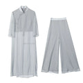 Vietnam Traditional Dress Aodai Chinese Improved Qipao Chiffon Fairy Women Elegant Oriental Improved Qipao Tea Art Hanfu Set