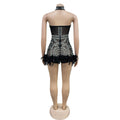 Sheer Mesh Rhinestone Bodysuit Shorts Jumpsuit Birthday Outfit Sparkly Sexy Club Body Romper One Piece Party Overalls