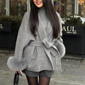 Fox Fur Woolen Coats Women's Short Coat Office Lady Removable Elegant Double-sided Wool Overcoat 2026 New Cardigan Jacket
